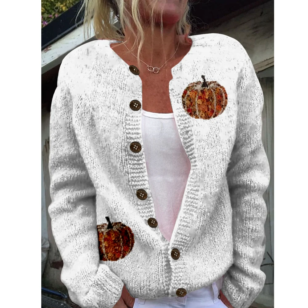 Осенне-зимний вязаный кардиган, женский свитер, винтажные свитера на Хэллоуин, вязаный топ, модные повседневные шикарные джемперы, уличная одежда, подарок 
Осенне-зимний вязаный кардиган, женский свитер, винтажные свитера на Хэллоуин, вязаный топ, модные повседневные шикарные джемперы, уличная одежда, подарок