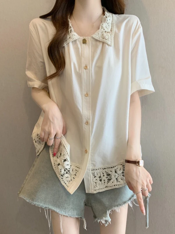 Lace Hookwork Hollow out Short Sleeve Women's Shirt Summer New Style plus Size Slimming Top Korean Version Loose Fit Commute ...
Lace Hookwork Hollow out Short Sleeve Women's Shirt Summer New Style plus Size Slimming Top Korean Version Loose Fit Commute ...