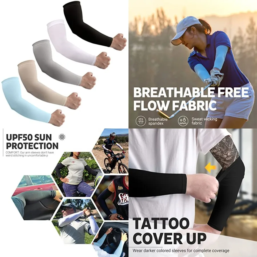 UV Sun Protection Arm Sleeves for Men & Women - Tattoo Cover Up - UPF 50 Cooling Sleeve for Golf, Cycling,5 Pairs - Black & White & Grey & Blue & Skin Tone
UV Sun Protection Arm Sleeves for Men & Women - Tattoo Cover Up - UPF 50 Cooling Sleeve for Golf, Cycling,5 Pairs - Black & White & Grey & Blue & Skin Tone