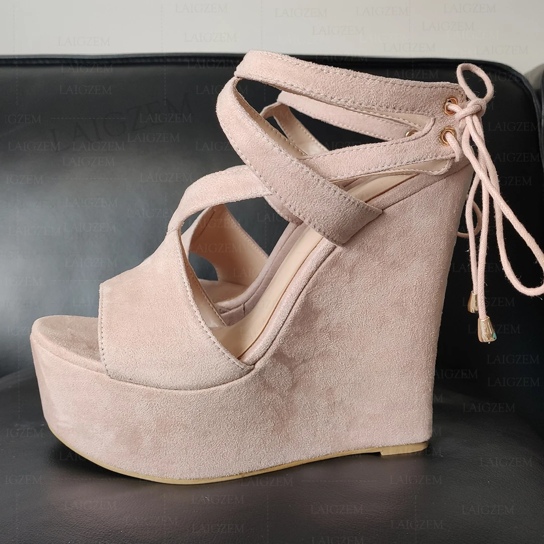 BERZIMER Women Platform Wedges Sandals Faux Suede Open Toe Pumps Lace Up Party Ladies Grils Shoes Woman Big Size 38 41 43 44 48
BERZIMER Women Platform Wedges Sandals Faux Suede Open Toe Pumps Lace Up Party Ladies Grils Shoes Woman Big Size 38 41 43 44 48