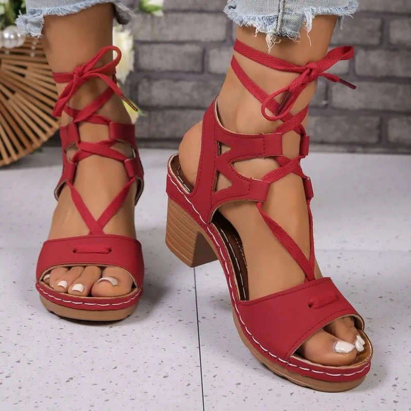 Ankle Strap Chunky Heel Sandals for Women Summer 2026 Platform Gladiator Shoes Woman Roman Style High Heel
Ankle Strap Chunky Heel Sandals for Women Summer 2026 Platform Gladiator Shoes Woman Roman Style High Heel
