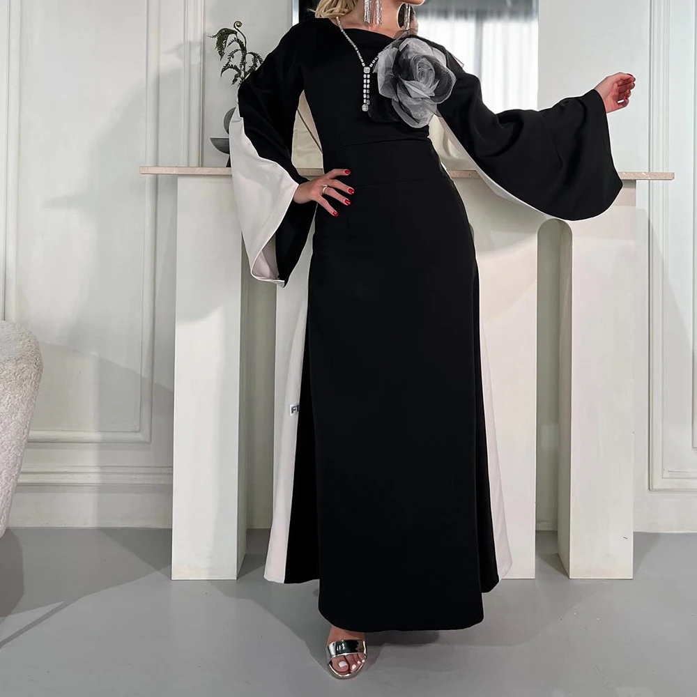 Customized Temperament Contrast Color Flowers Crew neck Ankle Length A-Line Bespoke Occasion Gowns Satin Long Sleeves Pleat فس
Customized Temperament Contrast Color Flowers Crew neck Ankle Length A-Line Bespoke Occasion Gowns Satin Long Sleeves Pleat فس
