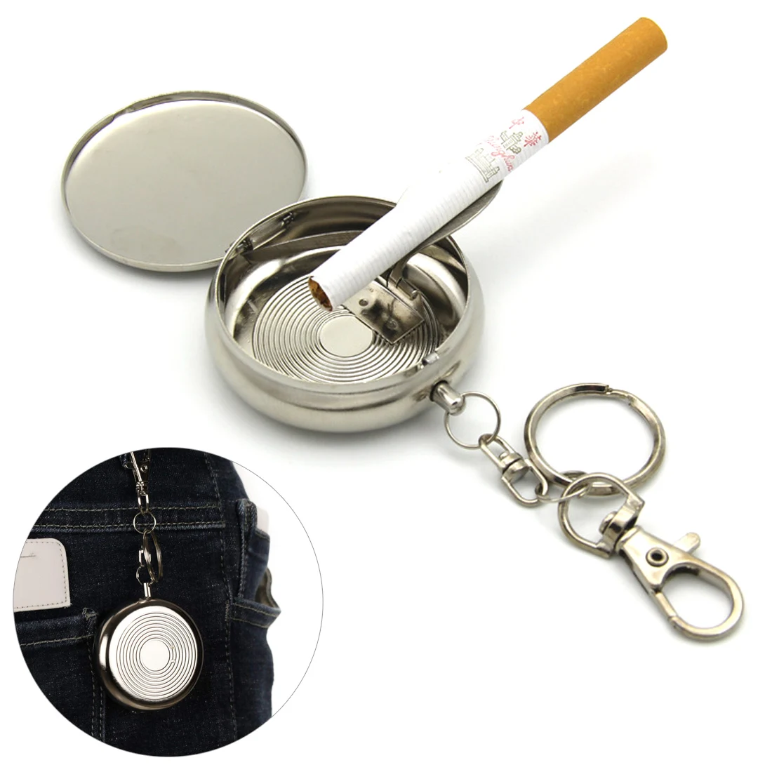 Stainless Steel Mini Portable Ashtray Travel Cigarette Ashtray Key Chain With Lid For Travelling, Picnic, Indoor Auto, Home, Car
Stainless Steel Mini Portable Ashtray Travel Cigarette Ashtray Key Chain With Lid For Travelling, Picnic, Indoor Auto, Home, Car