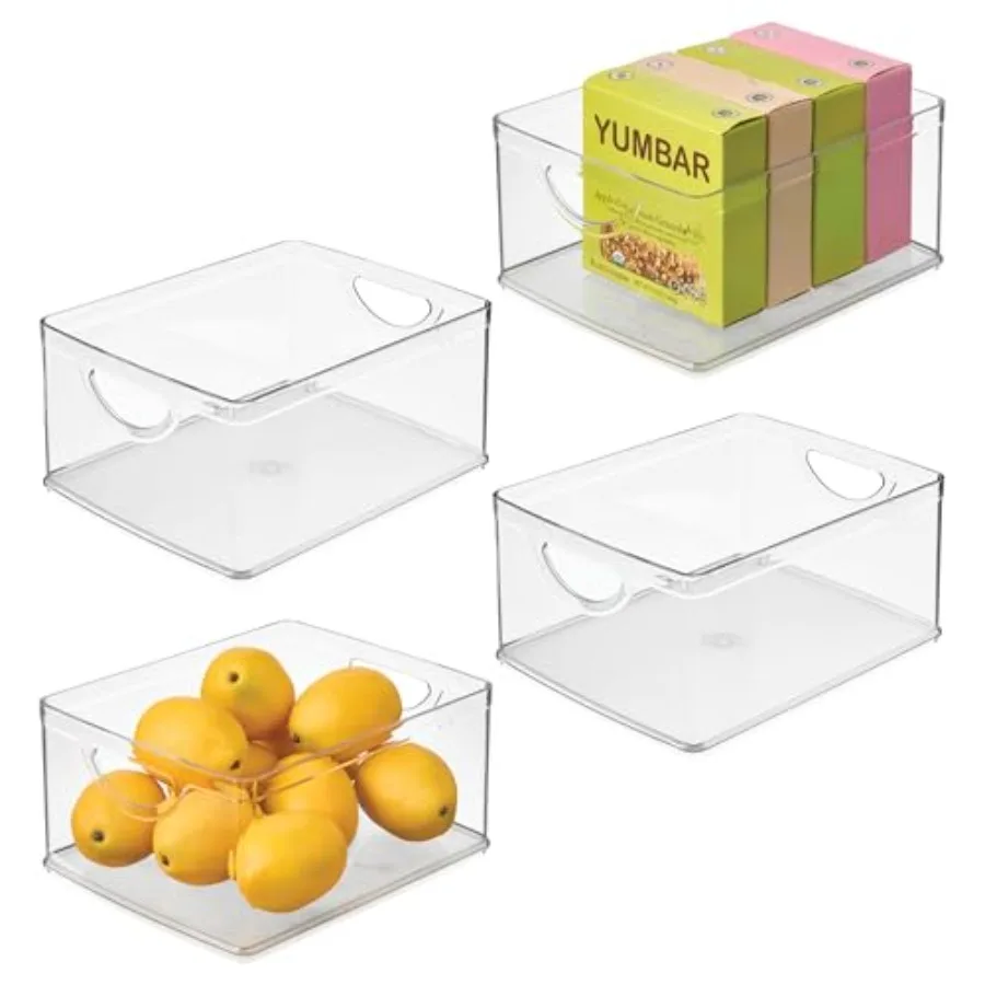 Plastic Stackable Kitchen Cabinet Storage Bin with Handles - Clear Pantry Organizer 4-Pack
Plastic Stackable Kitchen Cabinet Storage Bin with Handles - Clear Pantry Organizer 4-Pack