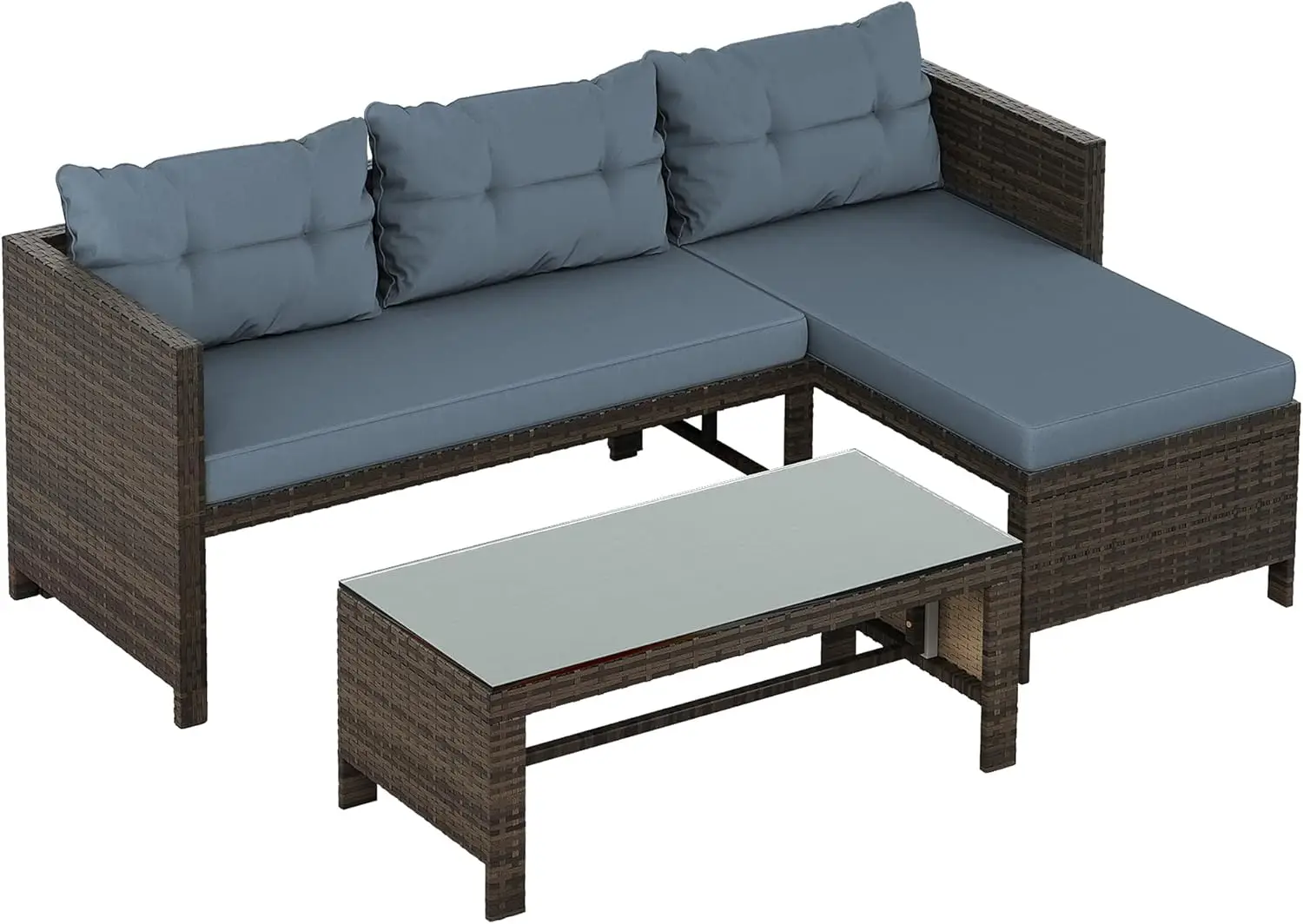 Outdoor Patio Furniture Sets, Wicker Patio sectional Sets 3-Piece, All Weather Wicker Rattan Patio Seating Sofas 
Outdoor Patio Furniture Sets, Wicker Patio sectional Sets 3-Piece, All Weather Wicker Rattan Patio Seating Sofas