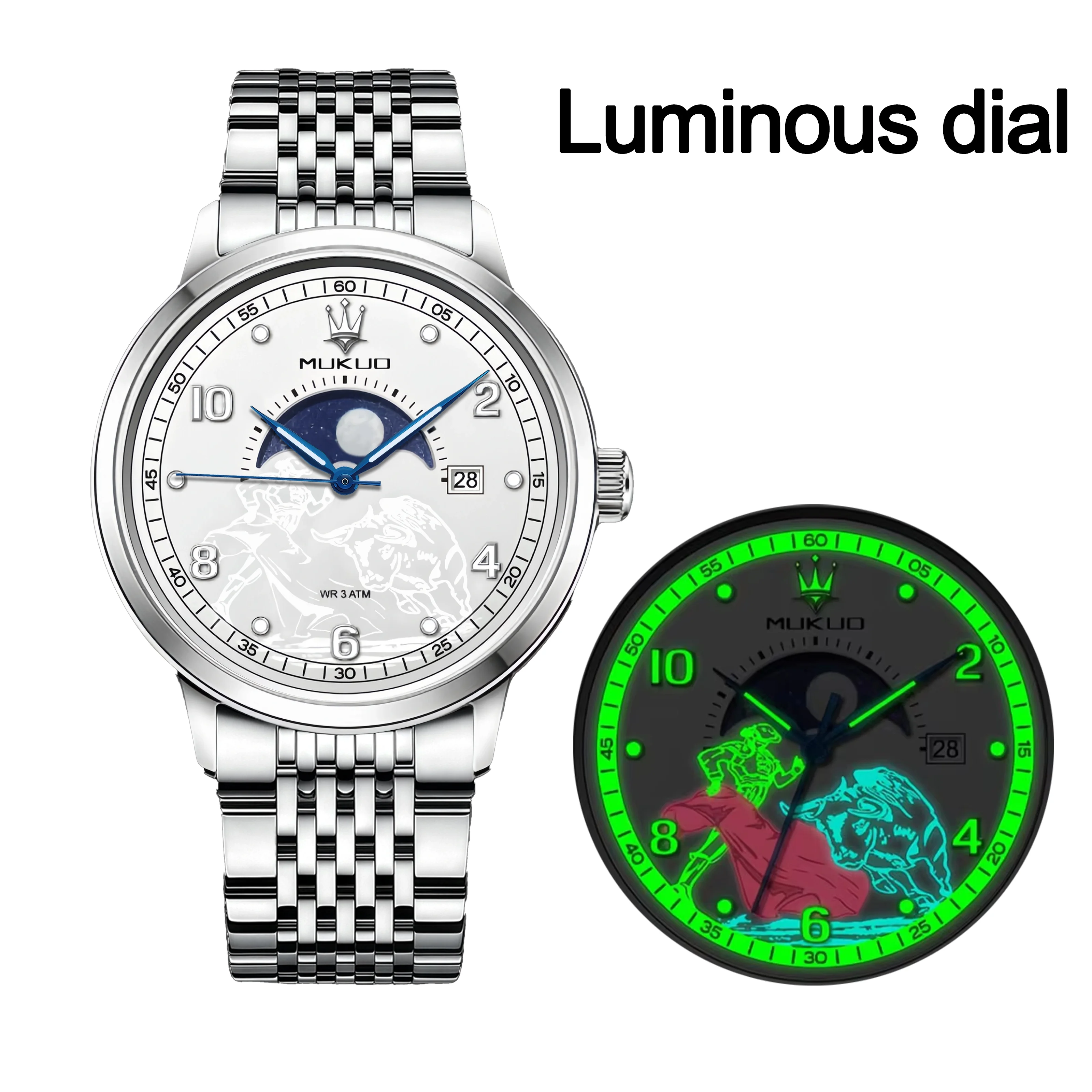 MUKUO New Men Quartz Watch Matador Design Waterproof Luminous Steel Band Business Wristwatch Gift with Adjuster
MUKUO New Men Quartz Watch Matador Design Waterproof Luminous Steel Band Business Wristwatch Gift with Adjuster