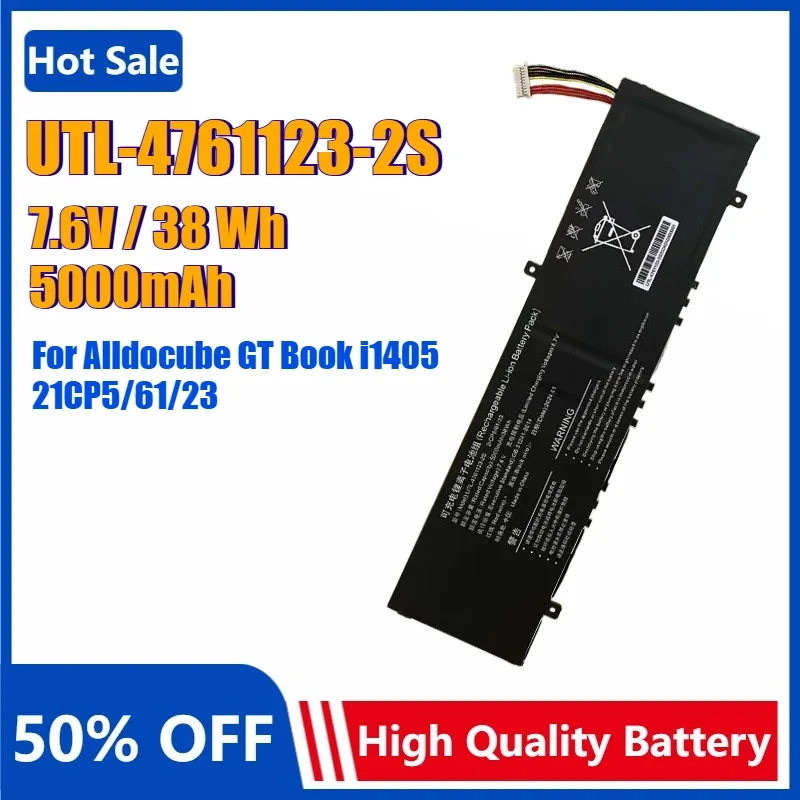 Новый аккумулятор для ноутбука UTL-4761123-2S 5000 мАч для Alldocube GT Book I1405 21CP5/61/23 10 контактов 8 линий сменный аккумулятор 7,6 В 38 Втч
Новый аккумулятор для ноутбука UTL-4761123-2S 5000 мАч для Alldocube GT Book I1405 21CP5/61/23 10 контактов 8 линий сменный аккумулятор 7,6 В 38 Втч