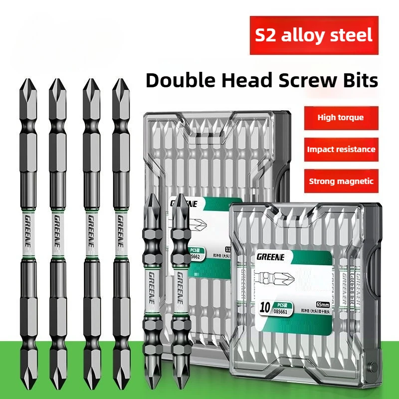 Greener 10Pcs 65mm/110mm Double Head Cross Point Screwdriver Hexagonal Handle Magnetic Phillips Electric Screwdrivers Set Tool
Greener 10Pcs 65mm/110mm Double Head Cross Point Screwdriver Hexagonal Handle Magnetic Phillips Electric Screwdrivers Set Tool