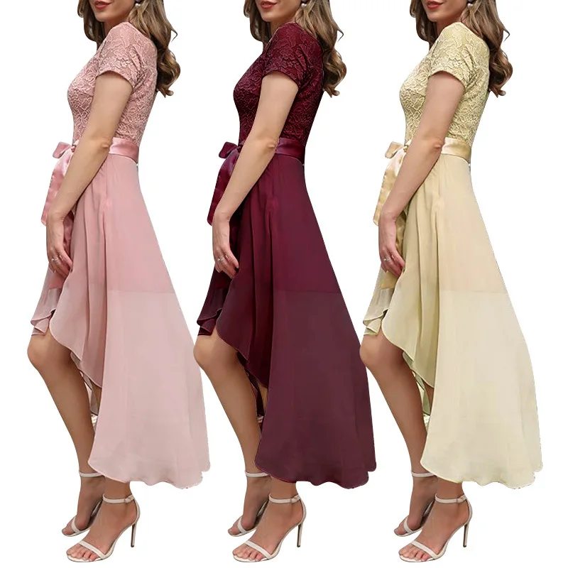 Lace Chiffon Dress with Ruffled Edge, High Slit Waist, Round Neck, Evening Gift, Amazon, European and American, 2024
Lace Chiffon Dress with Ruffled Edge, High Slit Waist, Round Neck, Evening Gift, Amazon, European and American, 2024