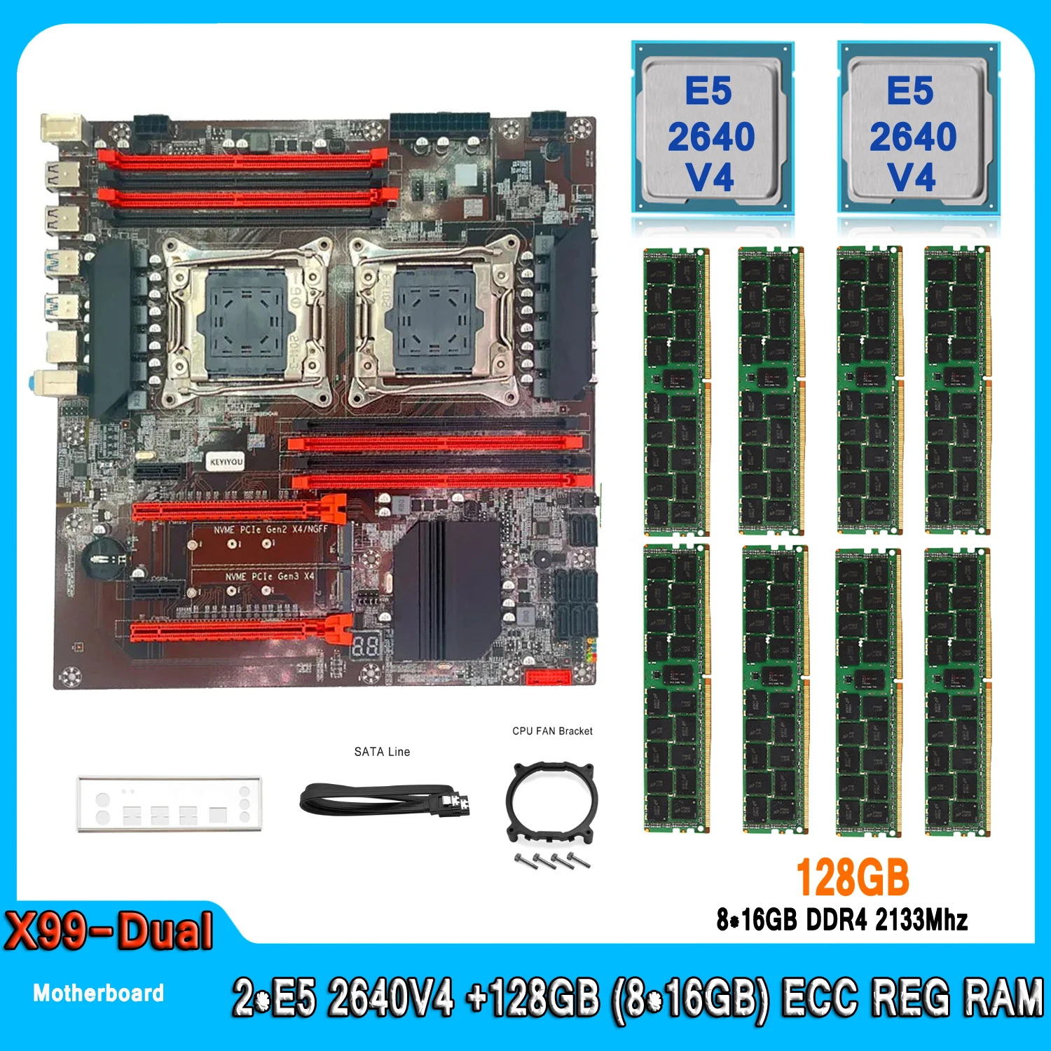 X99 Материнская плата с двумя процессорами LGA2011-3 с процессором Xeon 2*E5 2640V4 128 ГБ (8*16 ГБ) DDR4 2133 МГц ECC REG Memory Материнская плата X99
X99 Материнская плата с двумя процессорами LGA2011-3 с процессором Xeon 2*E5 2640V4 128 ГБ (8*16 ГБ) DDR4 2133 МГц ECC REG Memory Материнская плата X99