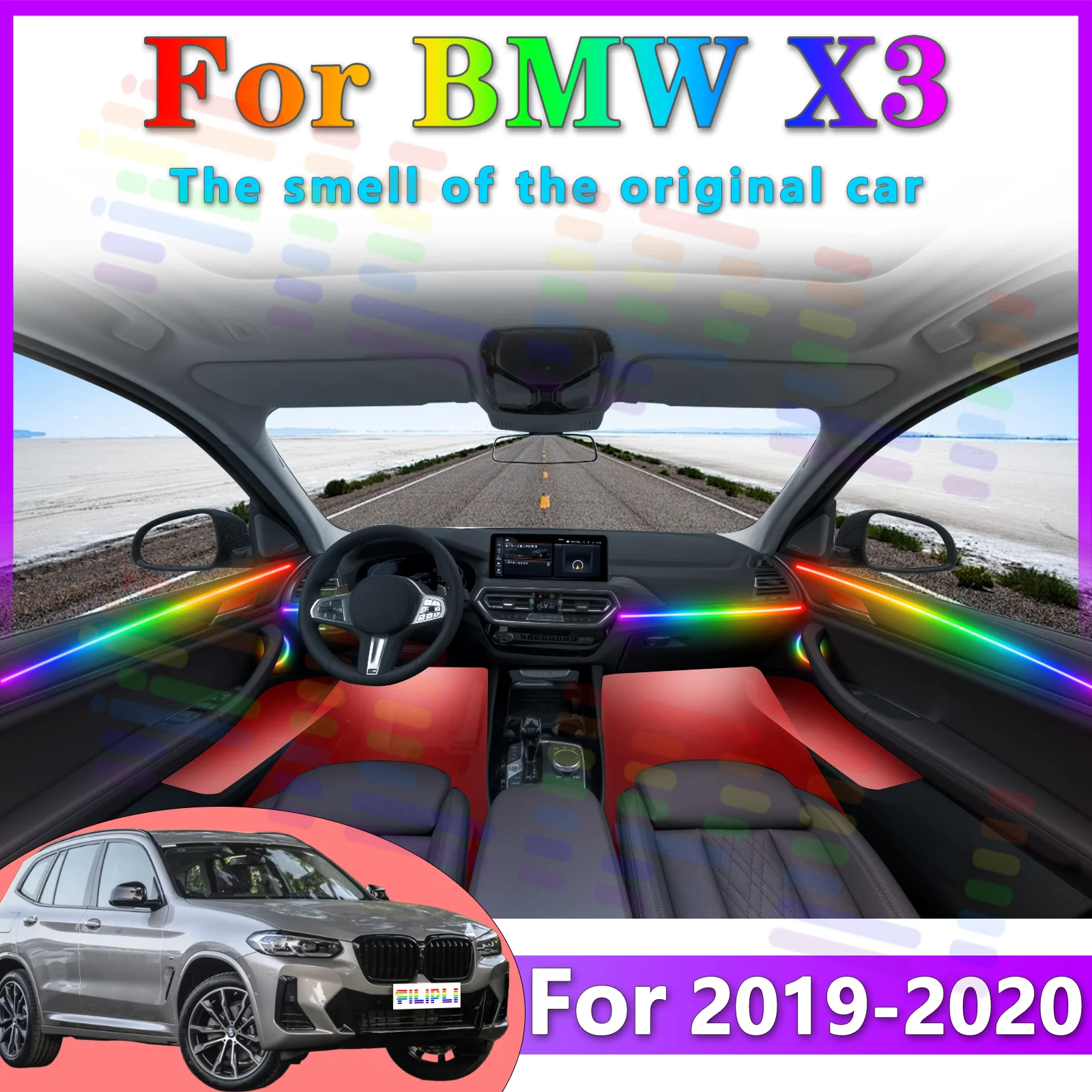 FILIPLI для BMW X3 G01 Внутренняя светодиодная декоративная световая полоса 64 цвета RGB Symphony с приложением - поддержка нескольких режимов для более Enj
FILIPLI для BMW X3 G01 Внутренняя светодиодная декоративная световая полоса 64 цвета RGB Symphony с приложением - поддержка нескольких режимов для более Enj