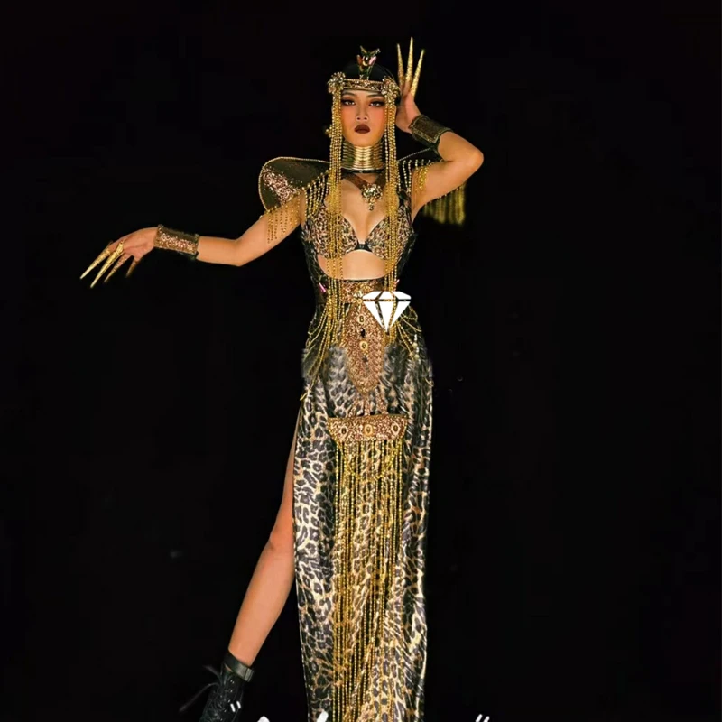Gold Leopard Cutout Top Fringed Skirt Sexy Gogo Dancer Costumes Halloween Festival Outfit Women Stage Show Rave Wear XS7162
Gold Leopard Cutout Top Fringed Skirt Sexy Gogo Dancer Costumes Halloween Festival Outfit Women Stage Show Rave Wear XS7162