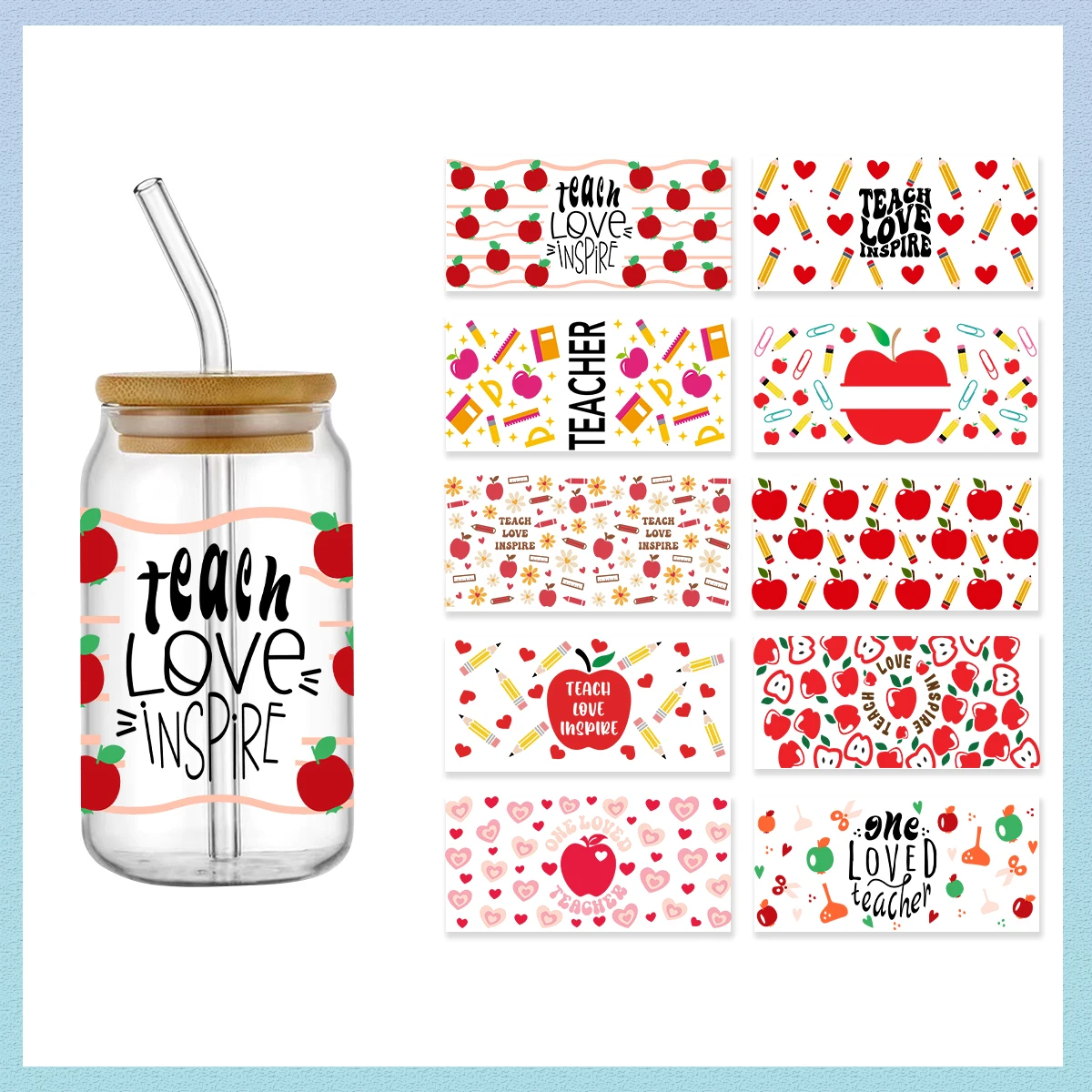 Teacher's Day Design 3D UV DTF Wraps Stickers Cute Wraps For 16OZ Cup Wrap Transfer Sticker Custom Label DIY Logo Self Adhesive
Teacher's Day Design 3D UV DTF Wraps Stickers Cute Wraps For 16OZ Cup Wrap Transfer Sticker Custom Label DIY Logo Self Adhesive