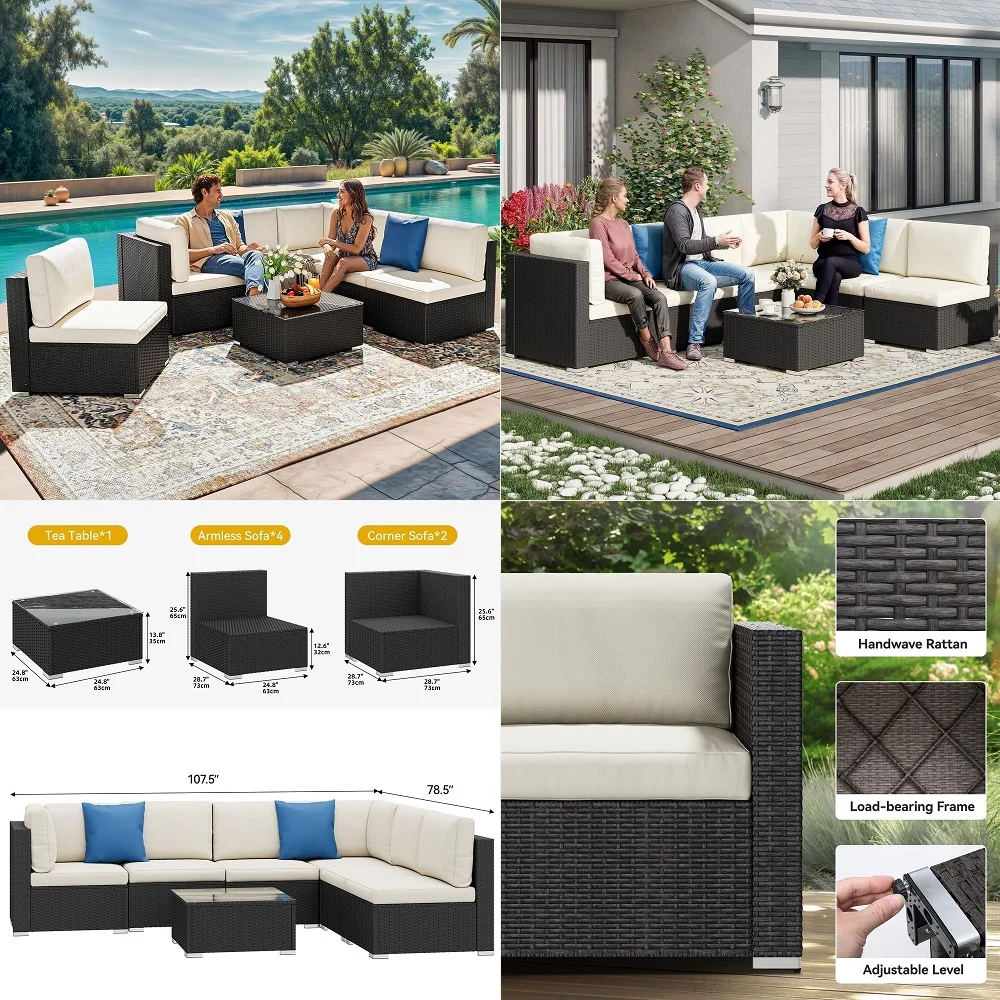 Outdoor Patio Furniture Set with Coffee Table, Outdoor Conversation Wicker Sofa with Thickened Cushions, Rattan Couch for Deck
Outdoor Patio Furniture Set with Coffee Table, Outdoor Conversation Wicker Sofa with Thickened Cushions, Rattan Couch for Deck