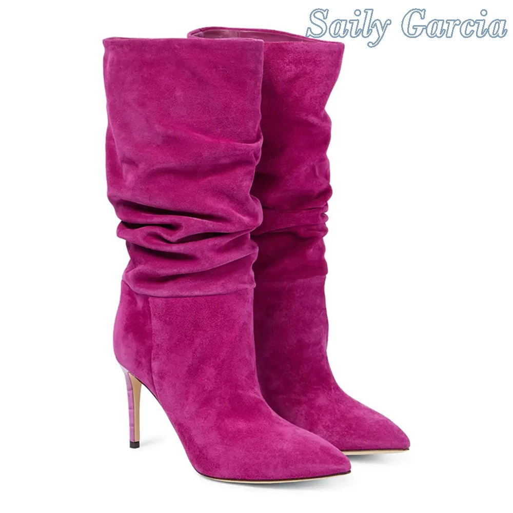 Concise Pleated Suede Boots Solid Pointed Toe Stiletto Knee High Boots Fashion Catwalk Winter New Shoes 2025 Thin Heel Slip-on
Concise Pleated Suede Boots Solid Pointed Toe Stiletto Knee High Boots Fashion Catwalk Winter New Shoes 2025 Thin Heel Slip-on