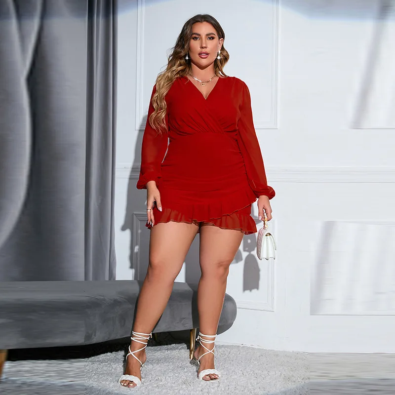 Women's Long Sleeve Chiffon Mini Dressing, Plus Size, Elegant Clothing, Spring, Summer, 2024
Women's Long Sleeve Chiffon Mini Dressing, Plus Size, Elegant Clothing, Spring, Summer, 2024