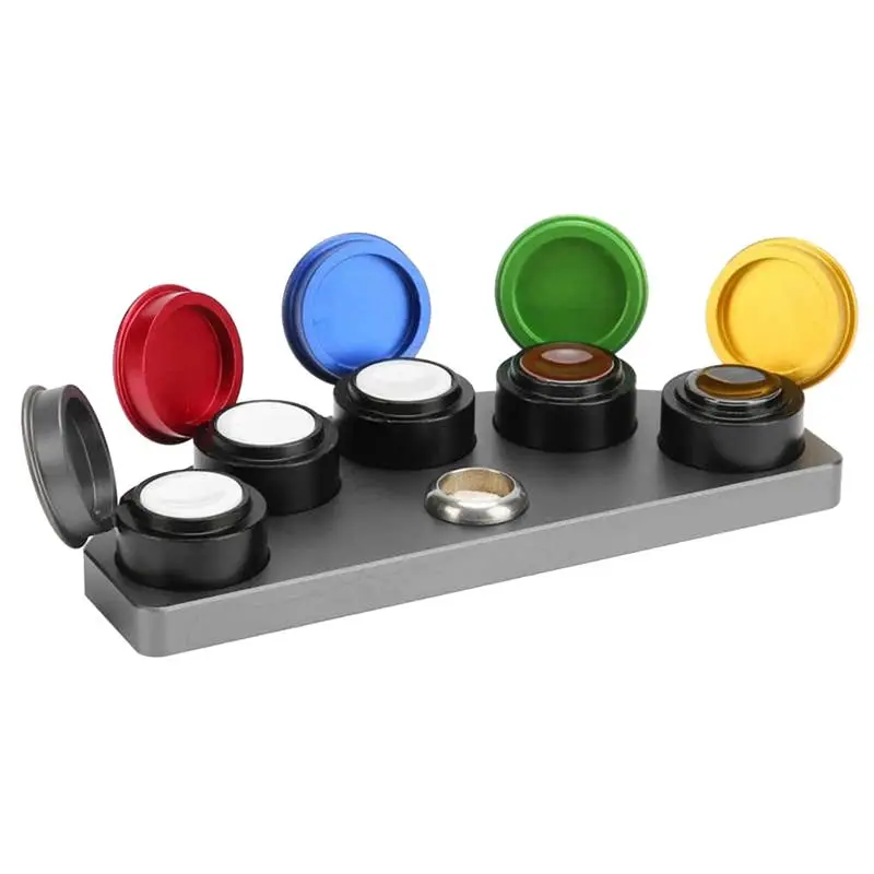 Watch Oil Oiler Stand Die Cast 5 Oiler Dishes Cups With Cover Watch Repair Tool Oil Grease Storage For Watchmakers
Watch Oil Oiler Stand Die Cast 5 Oiler Dishes Cups With Cover Watch Repair Tool Oil Grease Storage For Watchmakers