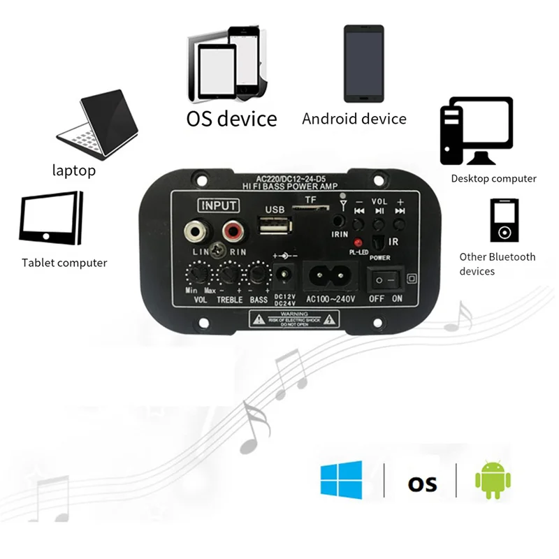 12V 24V Bluetooth Amplifier Board HIFI Bass Amplifier Board FM Subwoofer 30-120W For 10Inch Subwoofer Speaker Durable (EU Plug)-
12V 24V Bluetooth Amplifier Board HIFI Bass Amplifier Board FM Subwoofer 30-120W For 10Inch Subwoofer Speaker Durable (EU Plug)-
