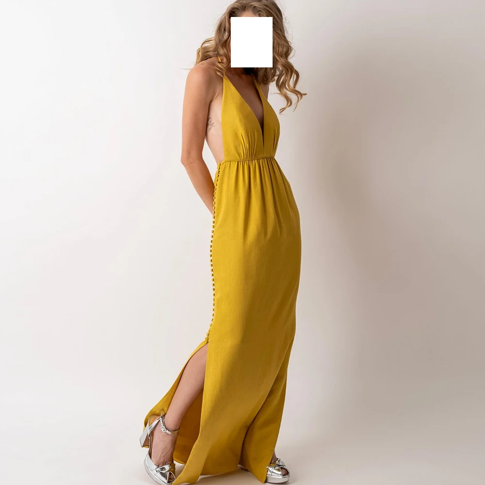 Sexy Straight Floor Length Evening Dress Modern V Neck Spaghetti Straps Sweep Train Jersey Pleats Sleeveless side slit Buttons
Sexy Straight Floor Length Evening Dress Modern V Neck Spaghetti Straps Sweep Train Jersey Pleats Sleeveless side slit Buttons