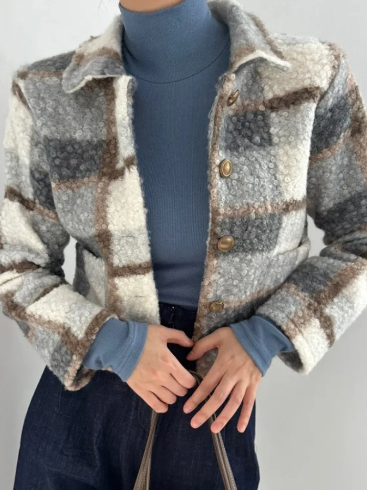 Korean Sle Casual Thi Woolen Coat Women's Small Size Faionable Versatile Slimming Loose Plaid Long Sve Woolen Coat
Korean Sle Casual Thi Woolen Coat Women's Small Size Faionable Versatile Slimming Loose Plaid Long Sve Woolen Coat
