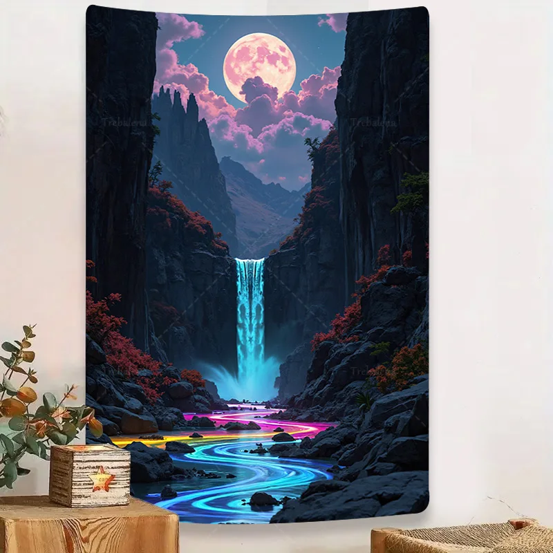 1pc Wall Tapestry "Mystic Moonlit Canyon Waterfall Tapestry - Fantasy Landscape Wall Art"
1pc Wall Tapestry "Mystic Moonlit Canyon Waterfall Tapestry - Fantasy Landscape Wall Art"