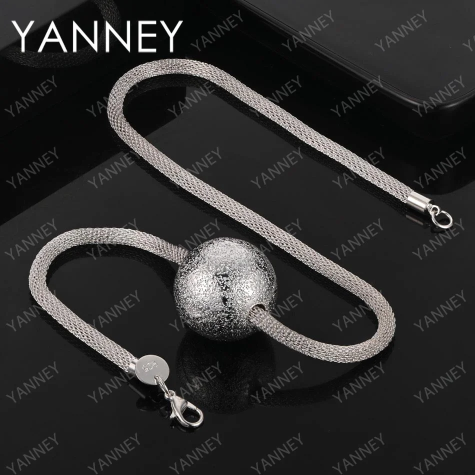 New 925 Sterling Silver Charm 18 Inches Fine Frosted Big Beads Women Necklace Fashion Wedding Party Favors Jewelry
New 925 Sterling Silver Charm 18 Inches Fine Frosted Big Beads Women Necklace Fashion Wedding Party Favors Jewelry