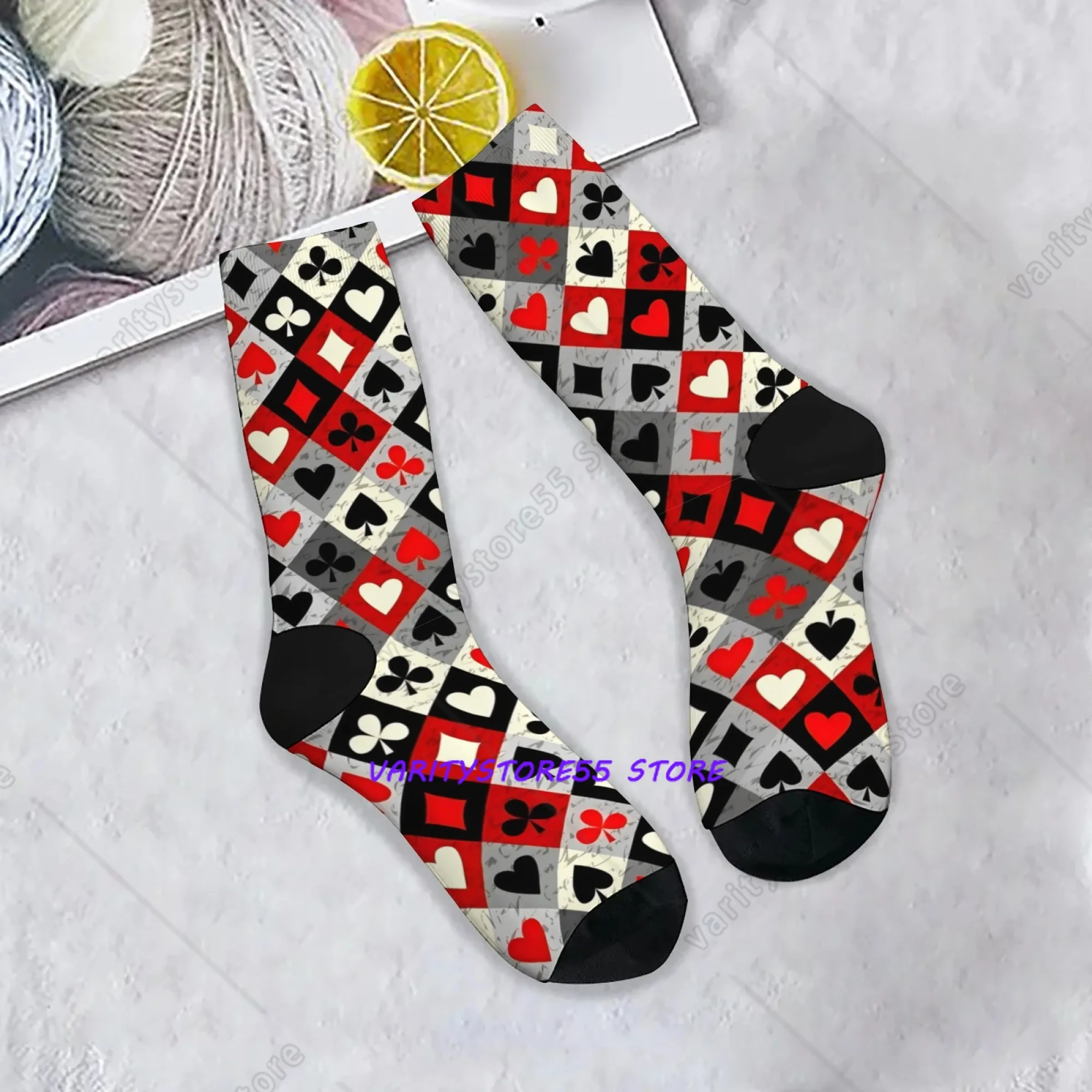 Playing Card Print Men's Socks Comfortable Breathable Non-slip Casual Socks Novelty Harajuku Retro Street Hip-Hop Socks Gift
Playing Card Print Men's Socks Comfortable Breathable Non-slip Casual Socks Novelty Harajuku Retro Street Hip-Hop Socks Gift