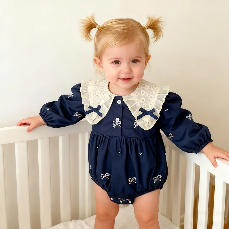 Newborn Baby Girl Romper Lace Bow Ribbon Ruffle Jumpsuit Long Sleeve Infant Toddler Floral Onesie Spring Embroidery Baby Clothes
Newborn Baby Girl Romper Lace Bow Ribbon Ruffle Jumpsuit Long Sleeve Infant Toddler Floral Onesie Spring Embroidery Baby Clothes