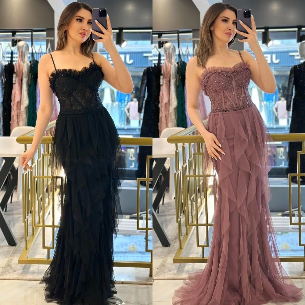 Customized Net Ruffle Mermaid Spaghetti Strap Long Dresses Bespoke Occasion Cocktail High Quality Elegant
Customized Net Ruffle Mermaid Spaghetti Strap Long Dresses Bespoke Occasion Cocktail High Quality Elegant