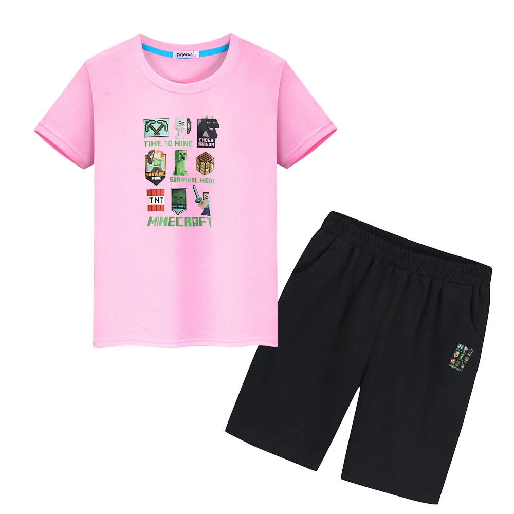 Minecraft 100%Cotton T-shirt Kawaii Tees Children suit Anime Tshirts boy girl Sports Sets 2pcs Tops+short kids boutique clothes
Minecraft 100%Cotton T-shirt Kawaii Tees Children suit Anime Tshirts boy girl Sports Sets 2pcs Tops+short kids boutique clothes