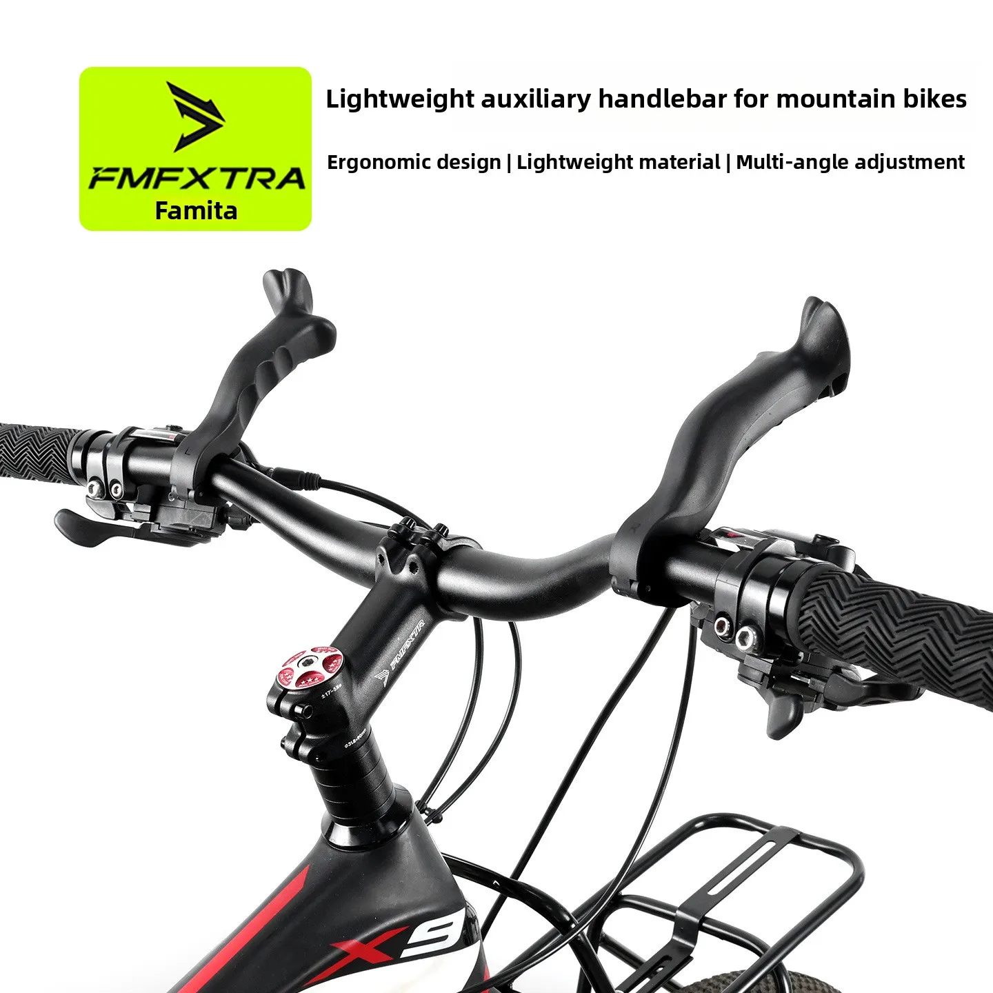 Mountain bike extended pair handlebars, nylon grips, pair handlebars, horn handlebars, universal cycling equipment
Mountain bike extended pair handlebars, nylon grips, pair handlebars, horn handlebars, universal cycling equipment