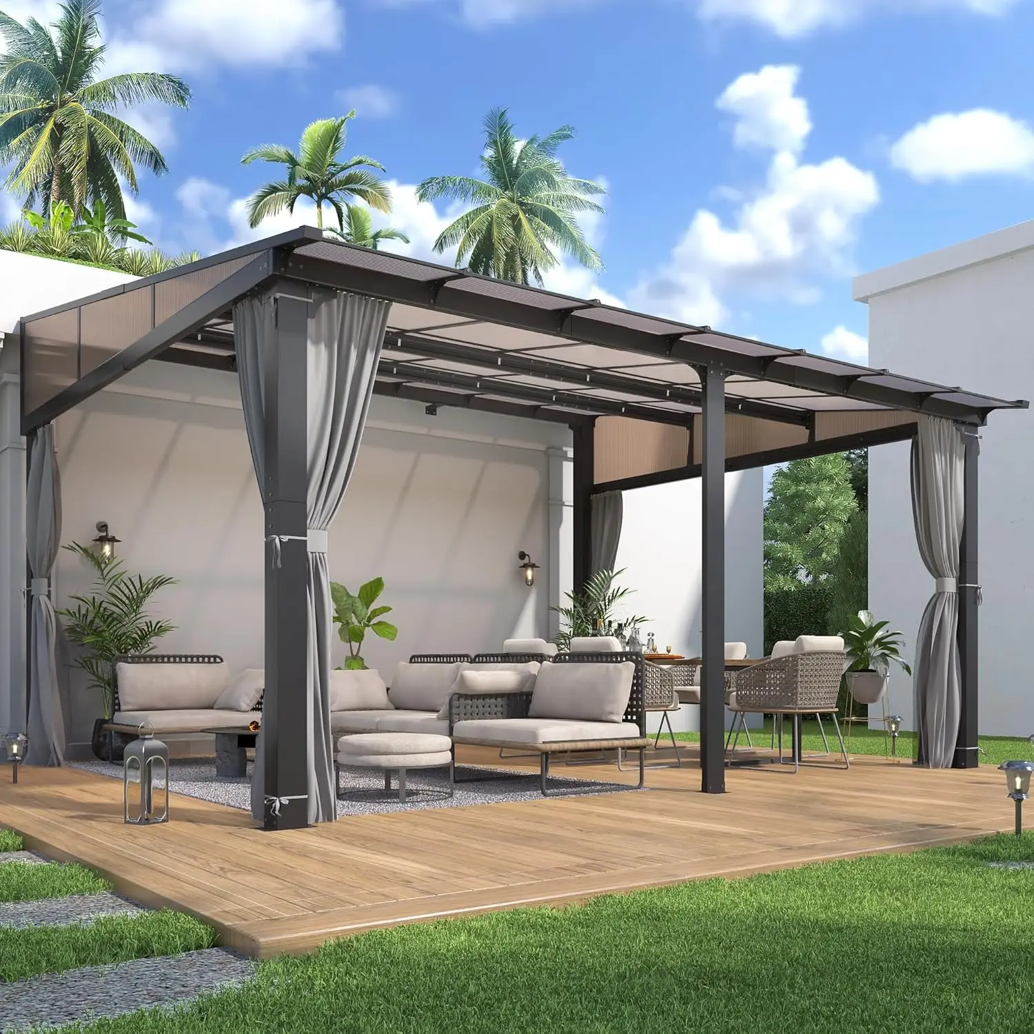 12’ x 14’ Gazebo for Patio - Aluminum Lean to Gazebos Pergola with Sloping Roof, Outdoor Wall-Mounted Canopy Awnings to, Custom
12’ x 14’ Gazebo for Patio - Aluminum Lean to Gazebos Pergola with Sloping Roof, Outdoor Wall-Mounted Canopy Awnings to, Custom