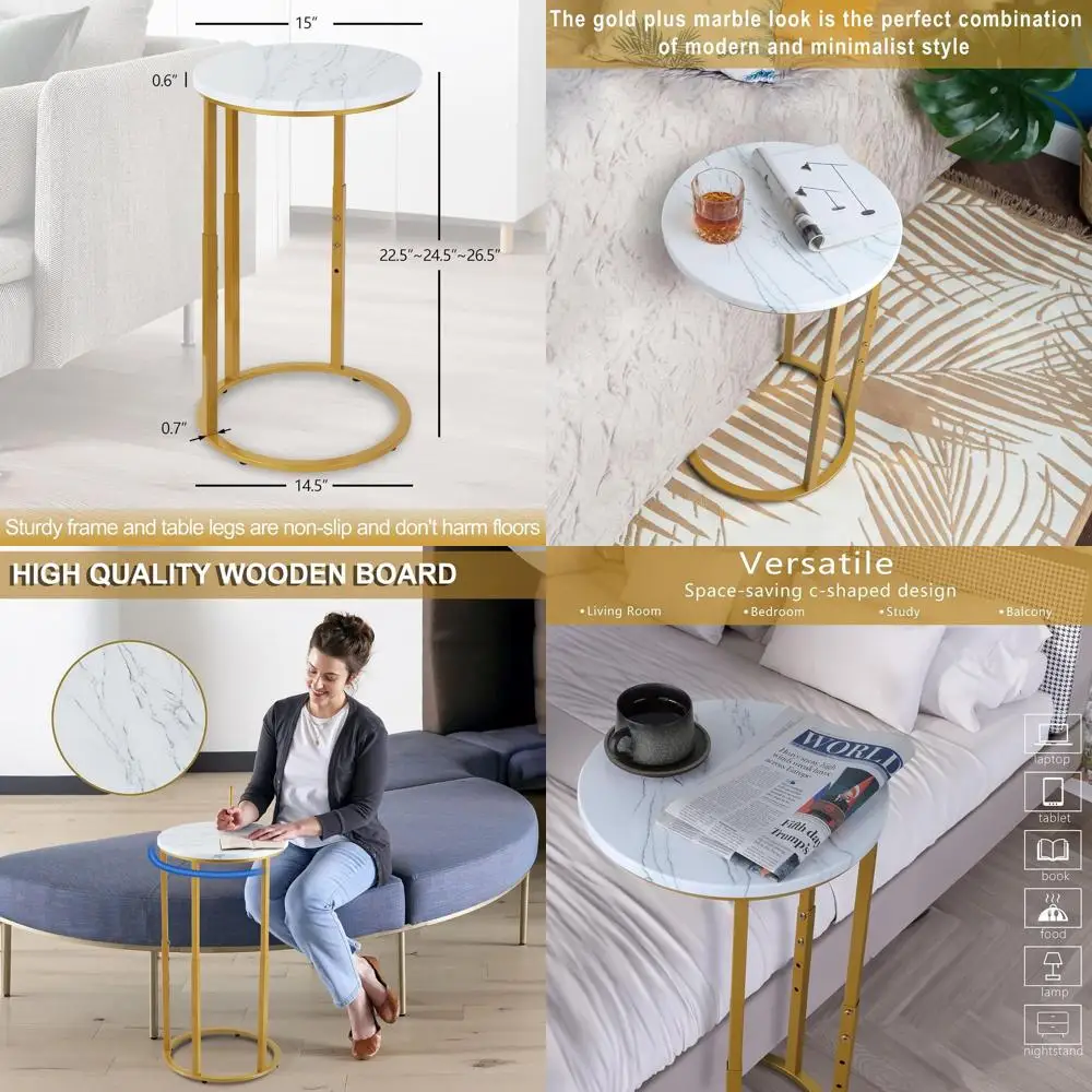 Gold C-Shaped Side Table for Small Spaces, Sturdy Couch Sofa Bedside Stand, Easy Assembly, Ideal for Living Room and Bedroom
Gold C-Shaped Side Table for Small Spaces, Sturdy Couch Sofa Bedside Stand, Easy Assembly, Ideal for Living Room and Bedroom