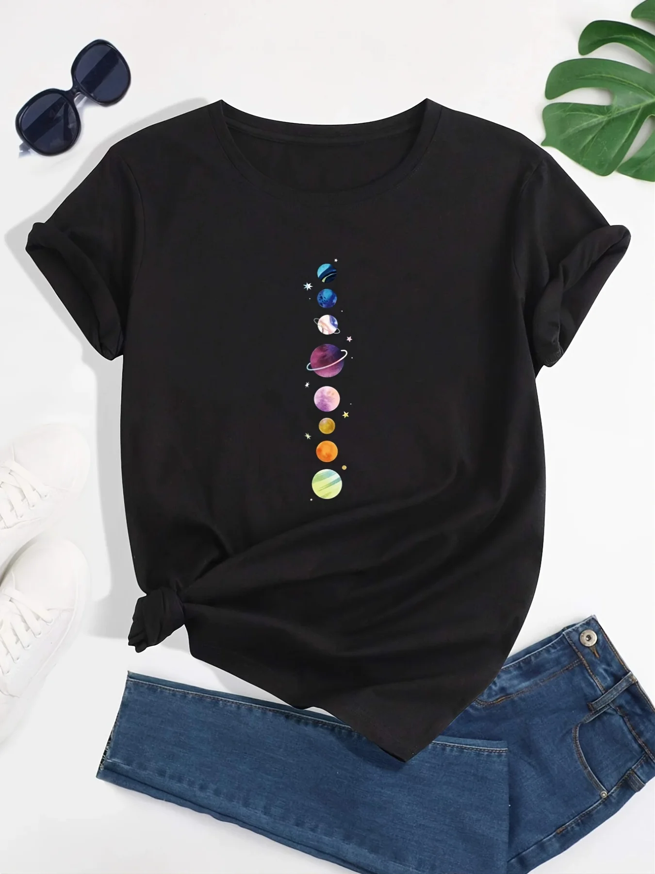 Women's Planet Print Crew Neck T-Shirt, Casual Short Sleeve T-Shirt, Casual Every Day Tops, Women's Clothing
Women's Planet Print Crew Neck T-Shirt, Casual Short Sleeve T-Shirt, Casual Every Day Tops, Women's Clothing
