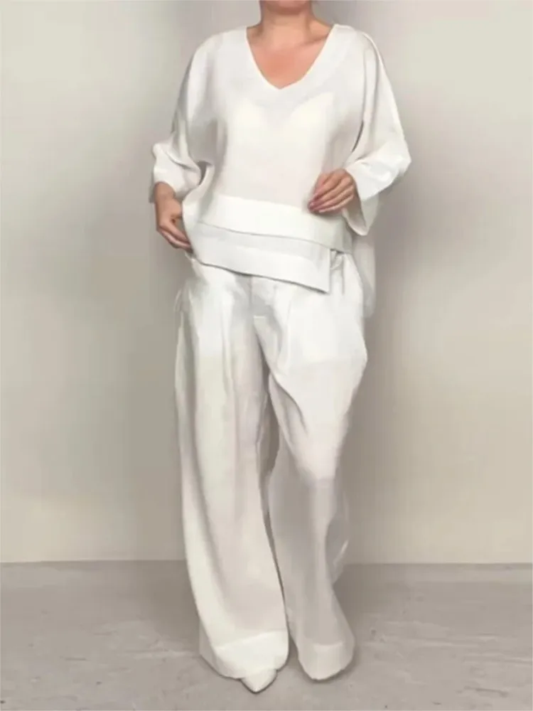 For Women Casual Loose Irregular Cotton Linen Top Suit Spring Autumn New Fashion Pocket Wide-leg Pants Ladies Office 2 Piece Set
For Women Casual Loose Irregular Cotton Linen Top Suit Spring Autumn New Fashion Pocket Wide-leg Pants Ladies Office 2 Piece Set