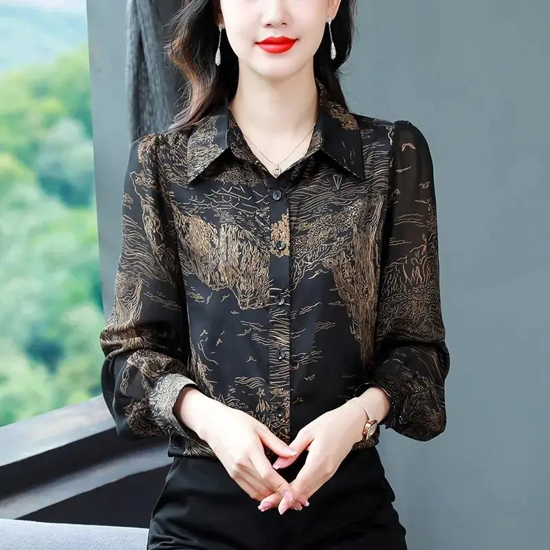 Vintage Printing Loose Shirt Tops Long Sleeve Polo Neck All-match Elegant Blouse Spring New Fashion High Street Women Clothing
Vintage Printing Loose Shirt Tops Long Sleeve Polo Neck All-match Elegant Blouse Spring New Fashion High Street Women Clothing