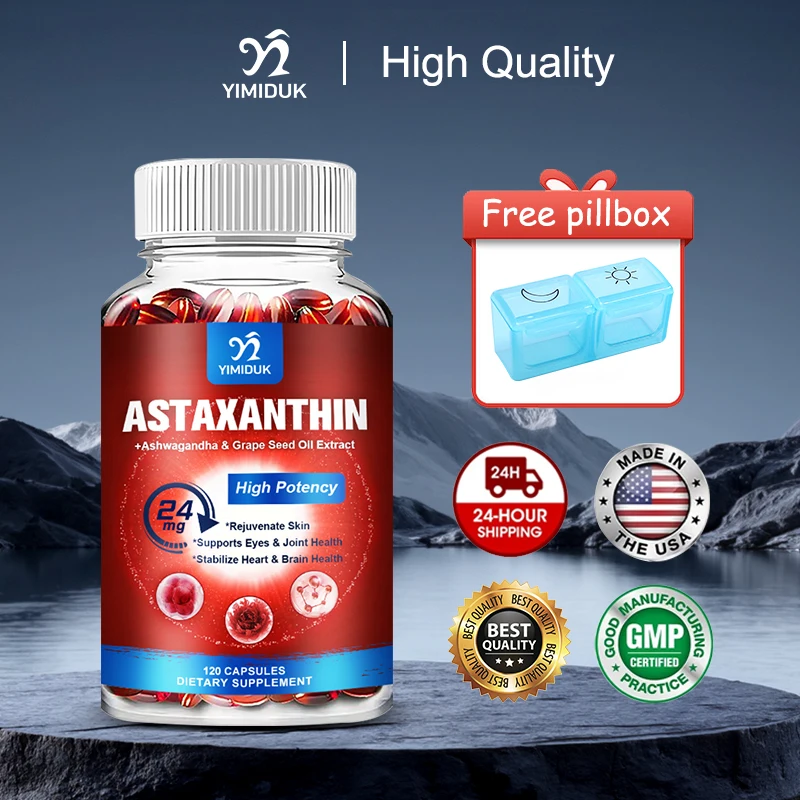 Astaxanthin Capsules, with Omega-3 Fatty Acids, Ashwagandha Root Extract, for Skin Whitening, Joint & Immune System Health
Astaxanthin Capsules, with Omega-3 Fatty Acids, Ashwagandha Root Extract, for Skin Whitening, Joint & Immune System Health