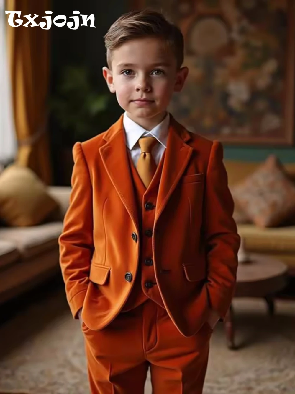 Comfortable Warm Velvet Boys Suits 3 Pieces Piano Performance Wear,Handsome Elegant Notched Lapel Kids Suit Set Wedding Outfit
Comfortable Warm Velvet Boys Suits 3 Pieces Piano Performance Wear,Handsome Elegant Notched Lapel Kids Suit Set Wedding Outfit