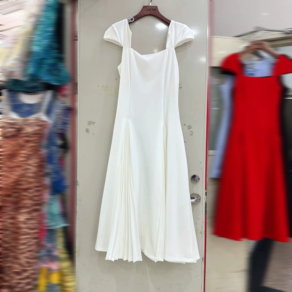 Australian young lady elegant slim pleated solid color French square neck dress long-GZXX310
Australian young lady elegant slim pleated solid color French square neck dress long-GZXX310