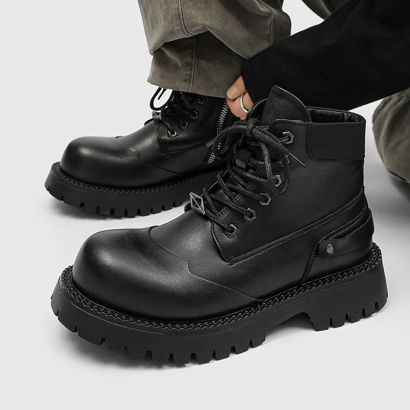 men's fashion punk stage original leather boots lace-up platform shoes cowboy spring autumn boot black designer ankle botas mans
men's fashion punk stage original leather boots lace-up platform shoes cowboy spring autumn boot black designer ankle botas mans