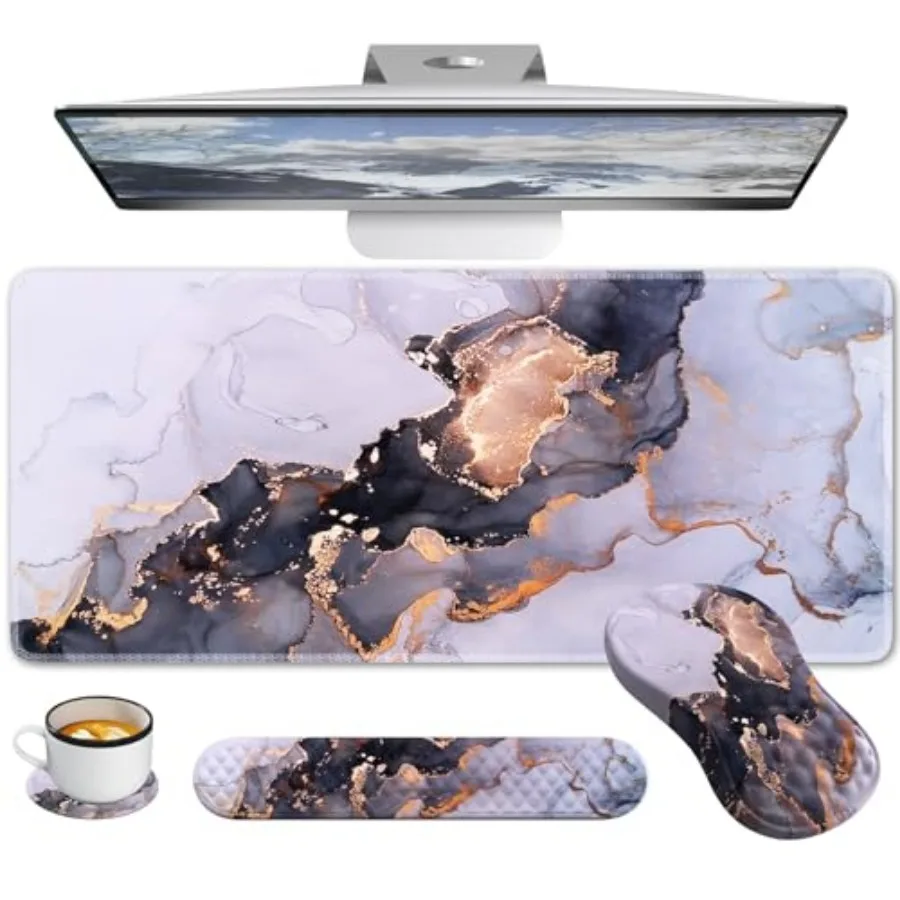 Desk Pad Mat, Large Mouse Pad with Wrist Rest, Ergonomic Keyboard Wrist Support, XXL Carpal Tunnel Mousepad Set with Coaster, C
Desk Pad Mat, Large Mouse Pad with Wrist Rest, Ergonomic Keyboard Wrist Support, XXL Carpal Tunnel Mousepad Set with Coaster, C