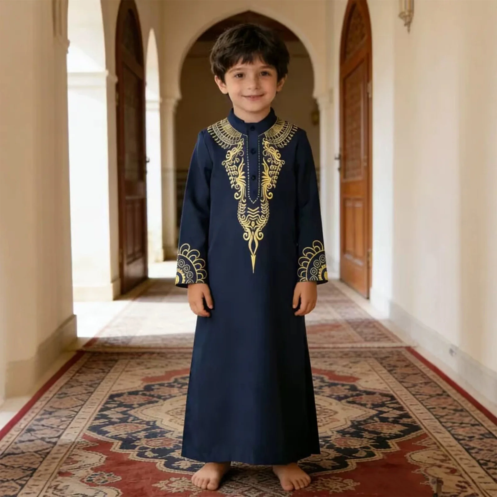 Kids Boys Robe Stand Collar Long Sleeve Delicate Floral Patterned Buttons Closure Design Clothes for Daily Wear
Kids Boys Robe Stand Collar Long Sleeve Delicate Floral Patterned Buttons Closure Design Clothes for Daily Wear