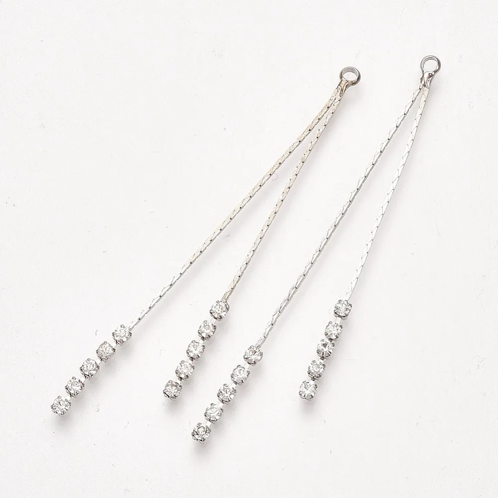 2pcs Brass Chain Tassel Big Pendants for Jewelry Making with Cubic Zirconia Clear 61x2x2mm Hole: 1mm
2pcs Brass Chain Tassel Big Pendants for Jewelry Making with Cubic Zirconia Clear 61x2x2mm Hole: 1mm