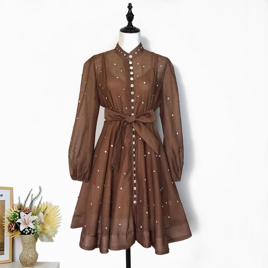 Elegant Luxury Crystal Long Sleeve Short Prom Dress Dresses Shirt Women Summer Organza Beading A-Line Belt Party Dress
Elegant Luxury Crystal Long Sleeve Short Prom Dress Dresses Shirt Women Summer Organza Beading A-Line Belt Party Dress