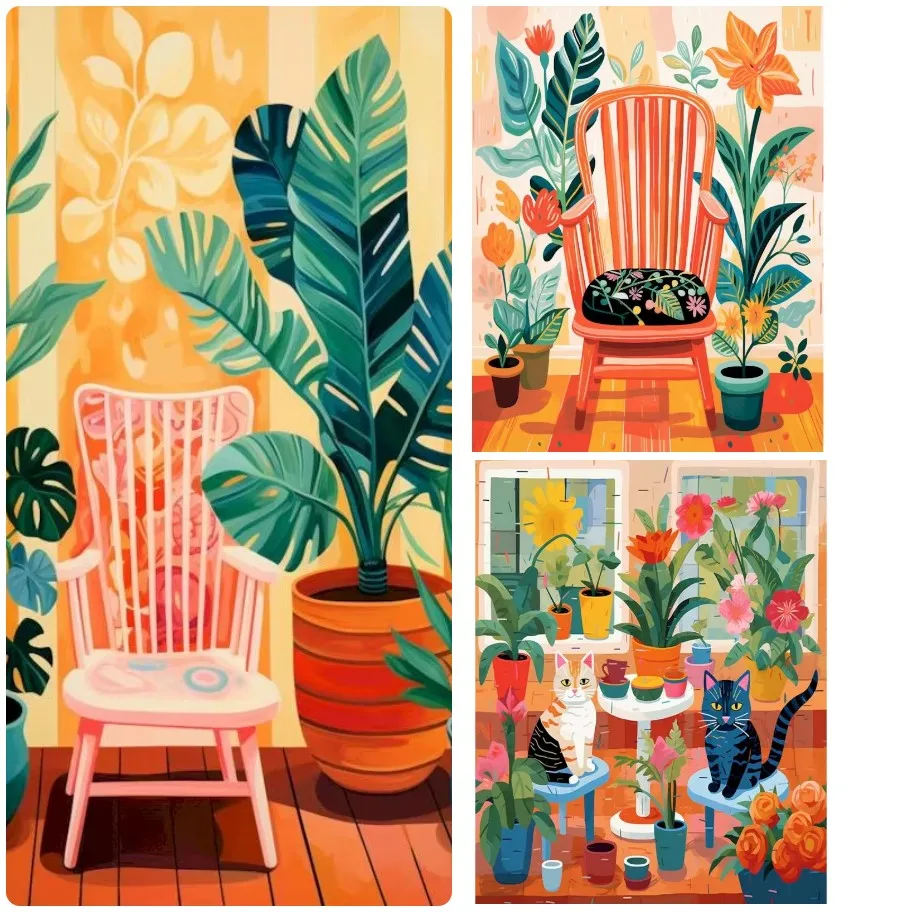 DIY Bohemian Indoor Garden Jigsaw Puzzle, Pink Rocking Chair and Tropical Plant Art for Living Room Wall Decor
DIY Bohemian Indoor Garden Jigsaw Puzzle, Pink Rocking Chair and Tropical Plant Art for Living Room Wall Decor