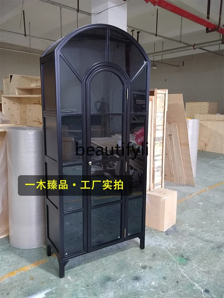 07 American-style Light Luxury Solid Wood Bookcase Simple Arched Design with Glass Door Display Cabinet Vintage Wine Cabinet
07 American-style Light Luxury Solid Wood Bookcase Simple Arched Design with Glass Door Display Cabinet Vintage Wine Cabinet