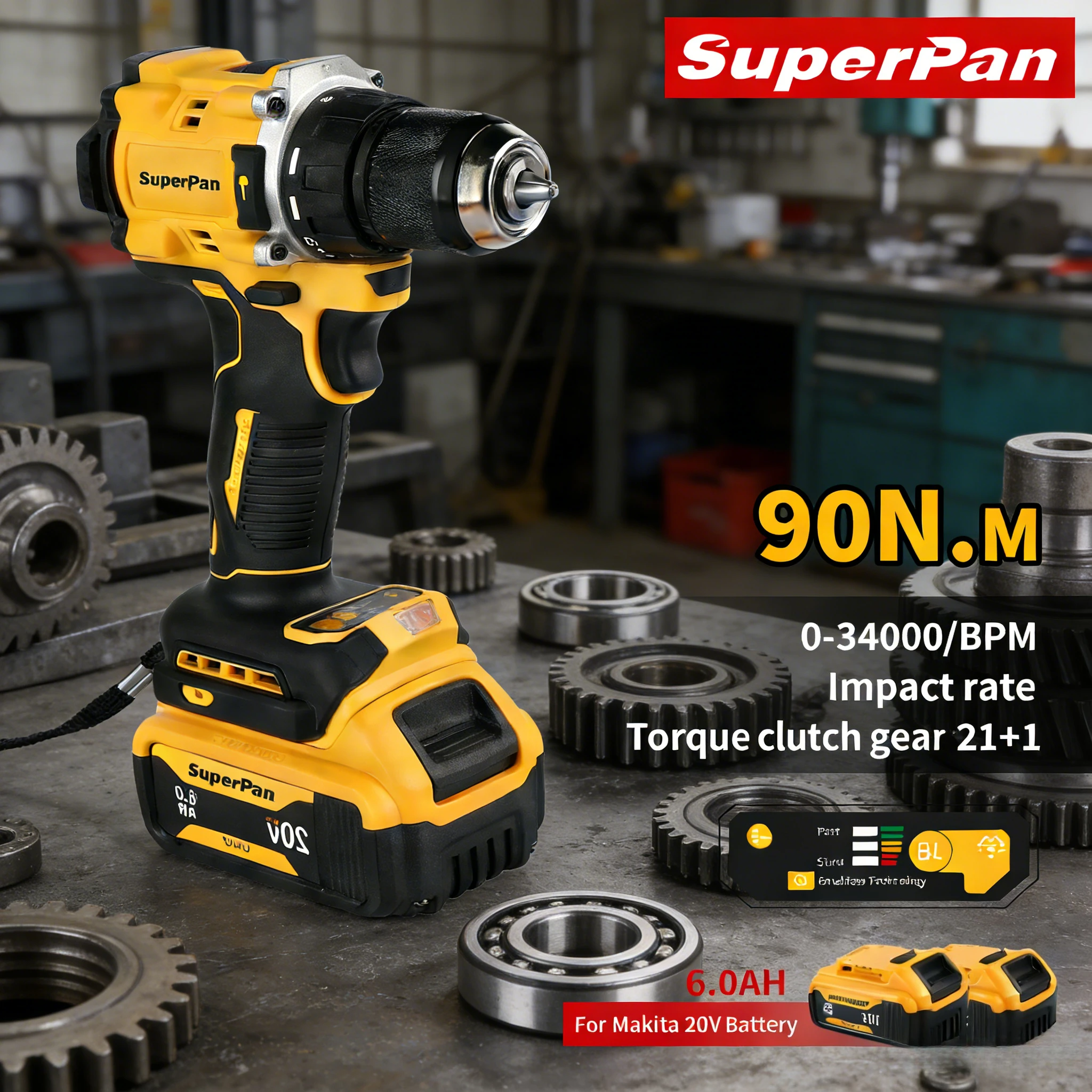 Высокоскоростная дрель SuperPan 0-2000 об/мин, патрон 13 мм, 90 Нм, 21 передача, для ремонта дома, автомобиля, работы с деревом, совместима с аккумулятором Dewalt 20В
Высокоскоростная дрель SuperPan 0-2000 об/мин, патрон 13 мм, 90 Нм, 21 передача, для ремонта дома, автомобиля, работы с деревом, совместима с аккумулятором Dewalt 20В