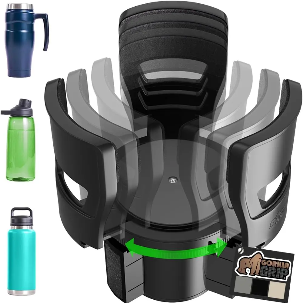 Adjustable Car Cup Holder Expander Keeps Water Bottle Secure, Fits 18 to 48 oz Large Bottles, Coffee Mug Insert for Cars, Black
Adjustable Car Cup Holder Expander Keeps Water Bottle Secure, Fits 18 to 48 oz Large Bottles, Coffee Mug Insert for Cars, Black