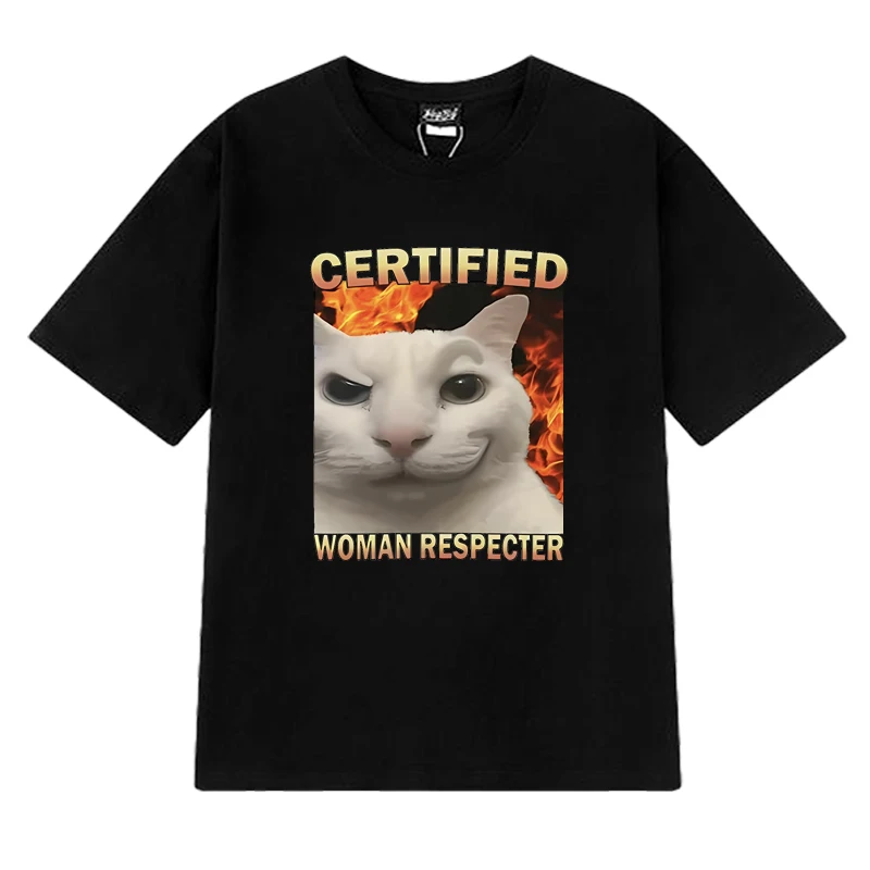 New in Certified Woman Respecter Funny Cat Meme Tee Shirt Men Women Oversized Y2k short sleeve T-shirts Unisex 100% Cotton Tops
New in Certified Woman Respecter Funny Cat Meme Tee Shirt Men Women Oversized Y2k short sleeve T-shirts Unisex 100% Cotton Tops
