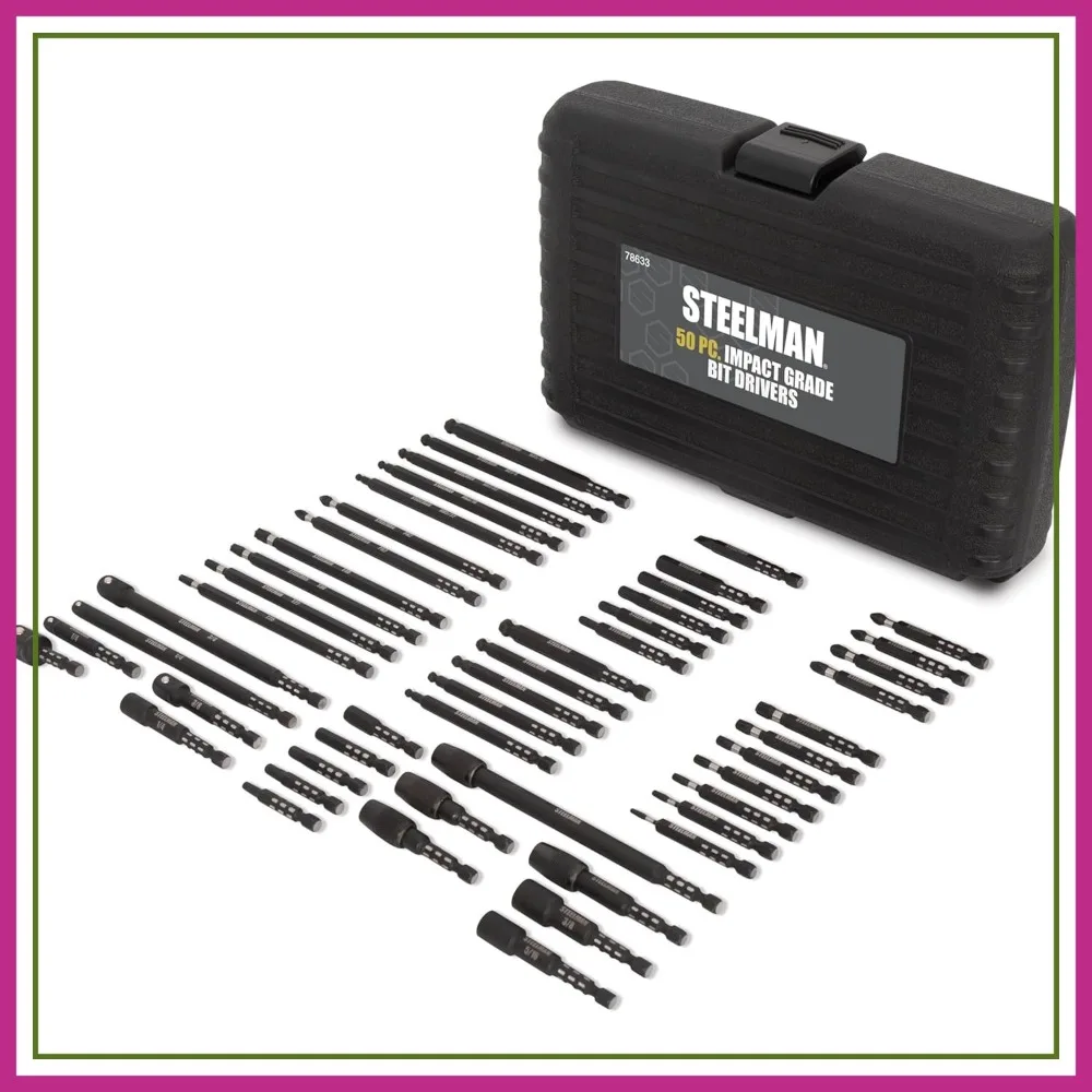 50-Piece Impact Driver Bit Set - Hex, Phillips, Torx, Socket Bits, Holders & Adapters
50-Piece Impact Driver Bit Set - Hex, Phillips, Torx, Socket Bits, Holders & Adapters
